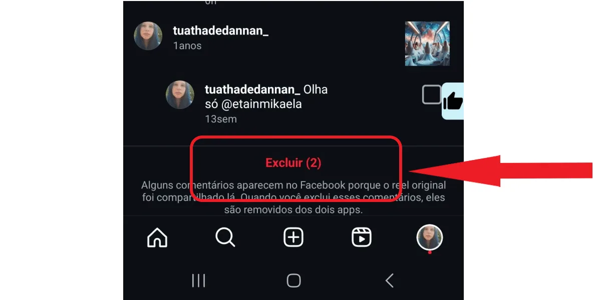 Select comments to delete