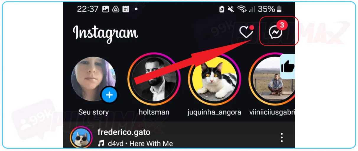Instagram Direct button.