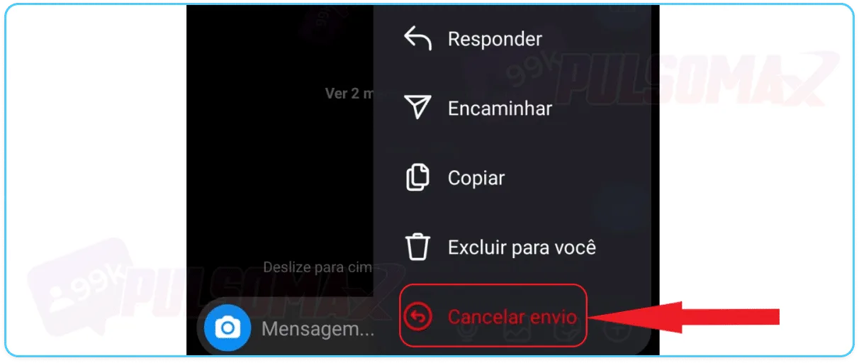 Cancel sending a message on Instagram.
