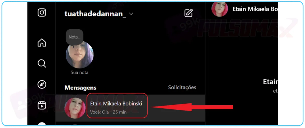 Chat to delete on Instagram Web.