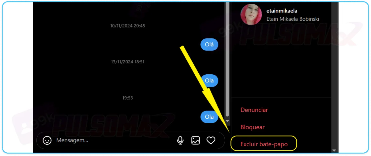 Delete chat on Instagram Web.