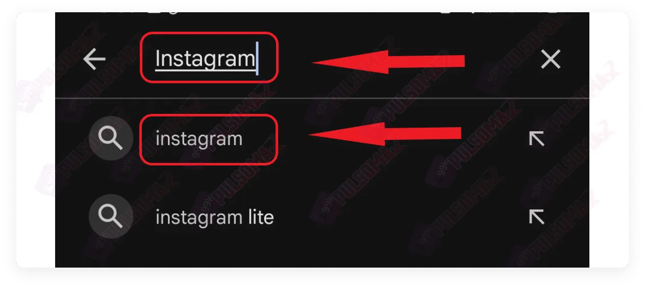 Instagram can be found in the Play Store search bar.