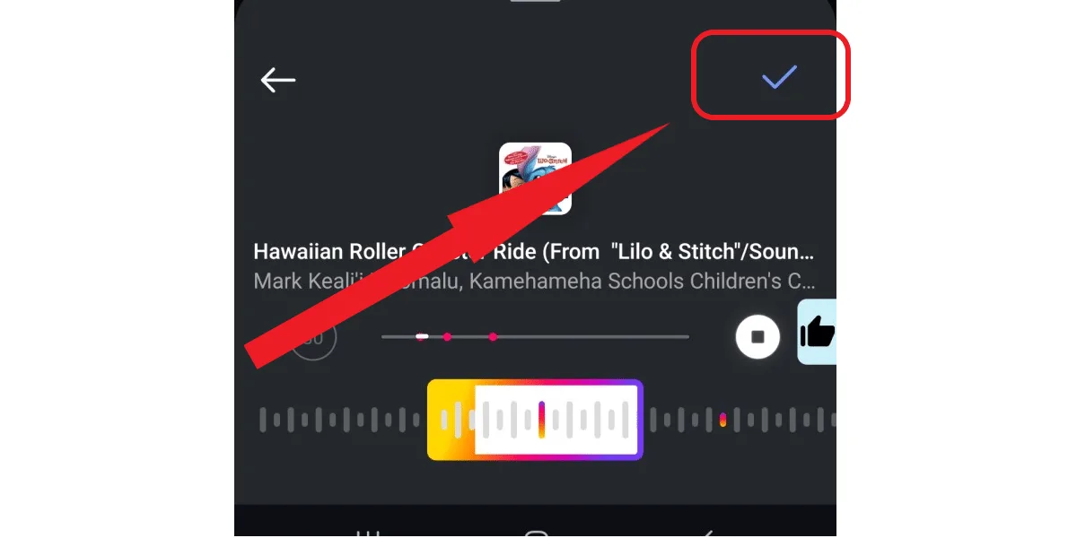 Confirming song selection in Instagram bio