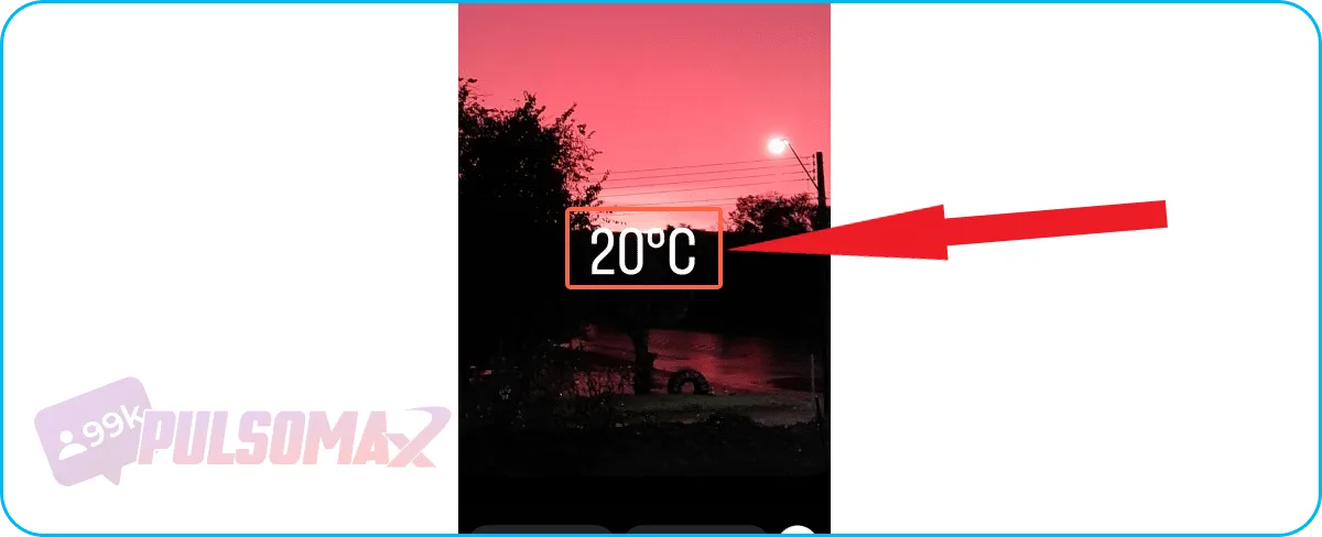 Screenshot showing the default temperature display on Instagram.