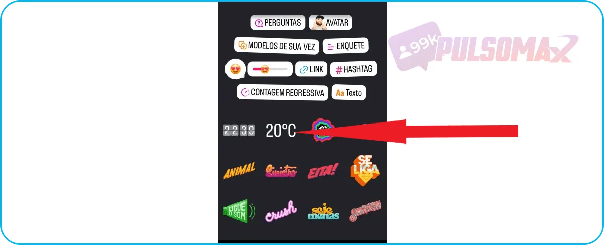 Screenshot showing the Instagram temperature sticker.