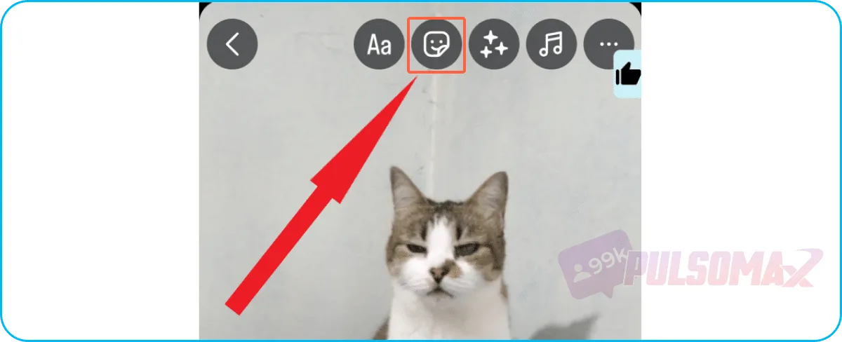 Image showing the sticker button/icon in Instagram Story.