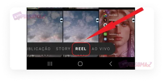 Screenshot showing the reel option for posting on Instagram.