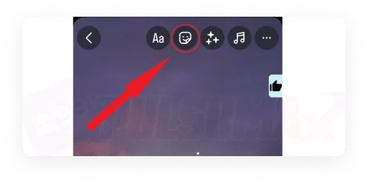 Sticker button on Instagram.