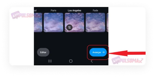 Next button to publish image on Instagram.