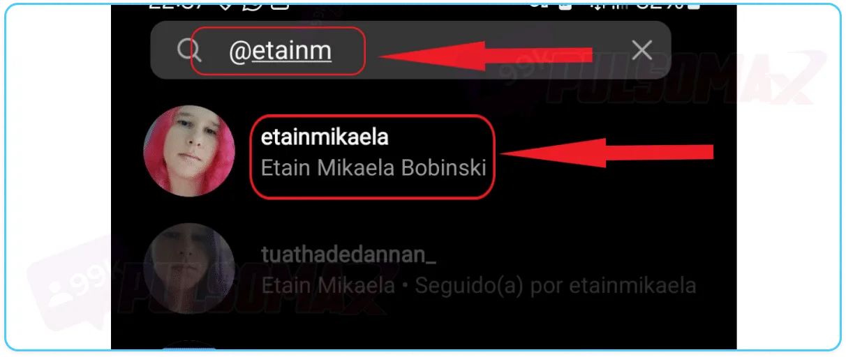 Screenshot showing where to type the user's @ to tag them on Instagram.