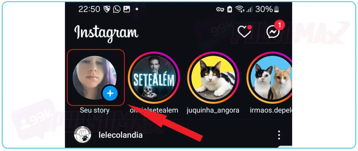 Button your story on Instagram.