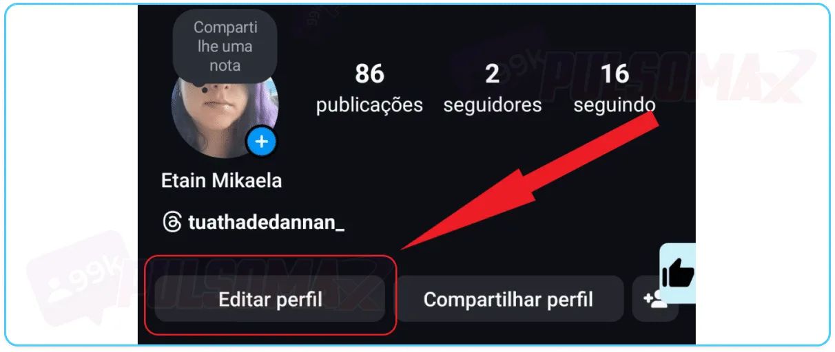 Edit profile button on Instagram.