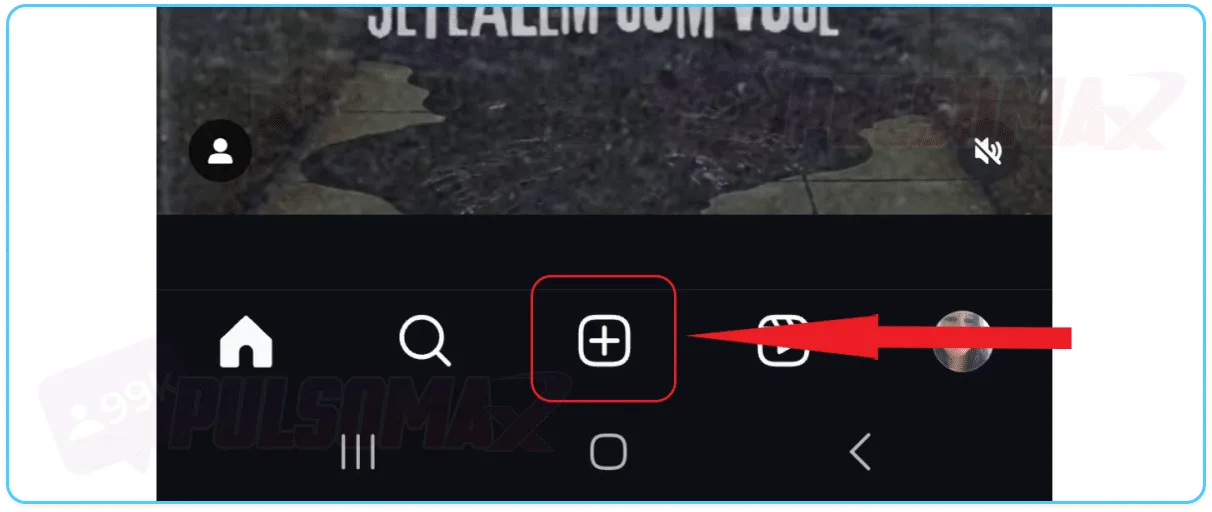 Use the + button on Instagram to create a post.