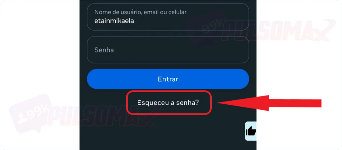 Instagram login screen - forgot password
