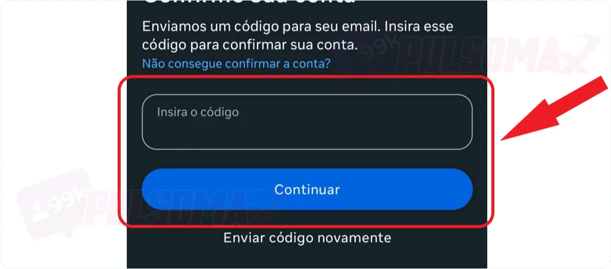 Enter the confirmation code.