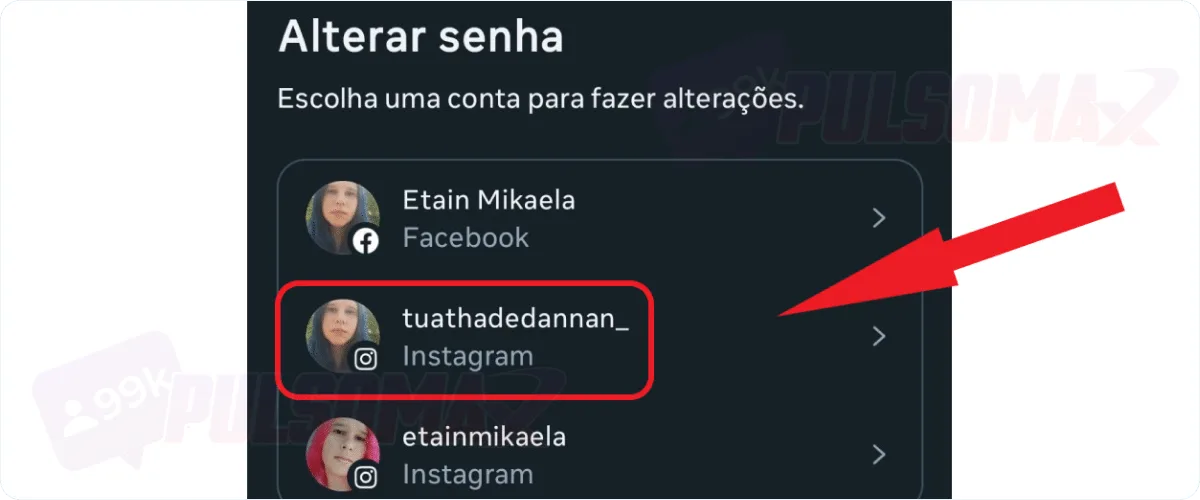 Select the profile to change the password.