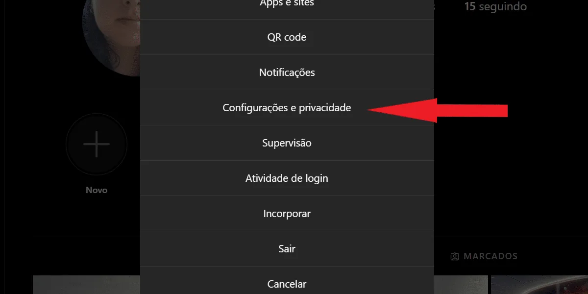 Print: Settings and privacy function, Instagram Web.