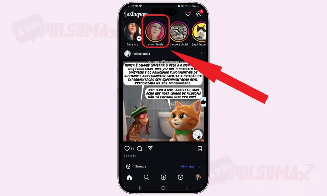 Instagram homepage, screenshot