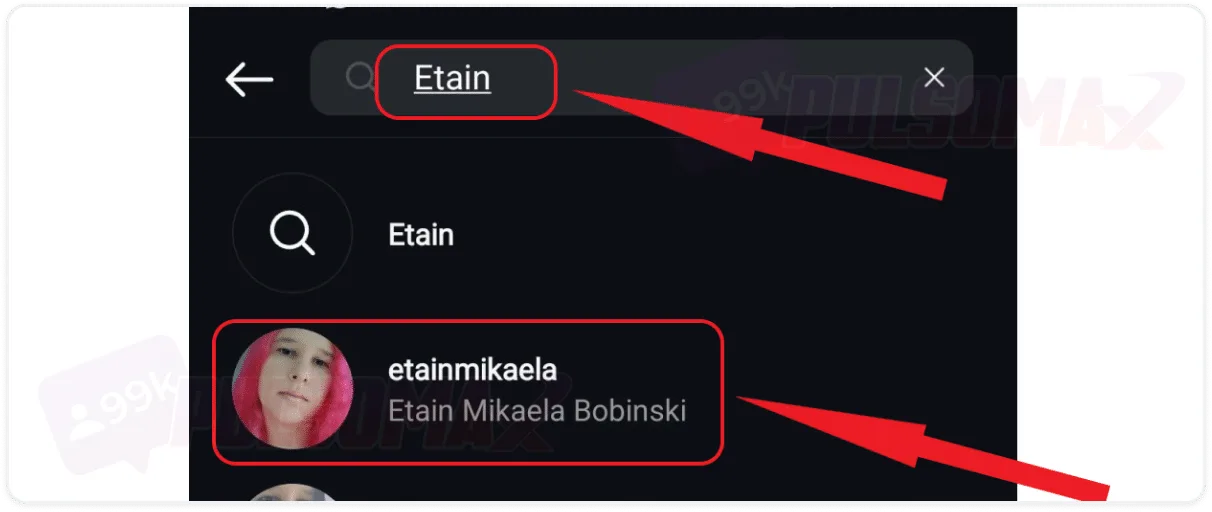 Searching for the username in the Instagram explorer.