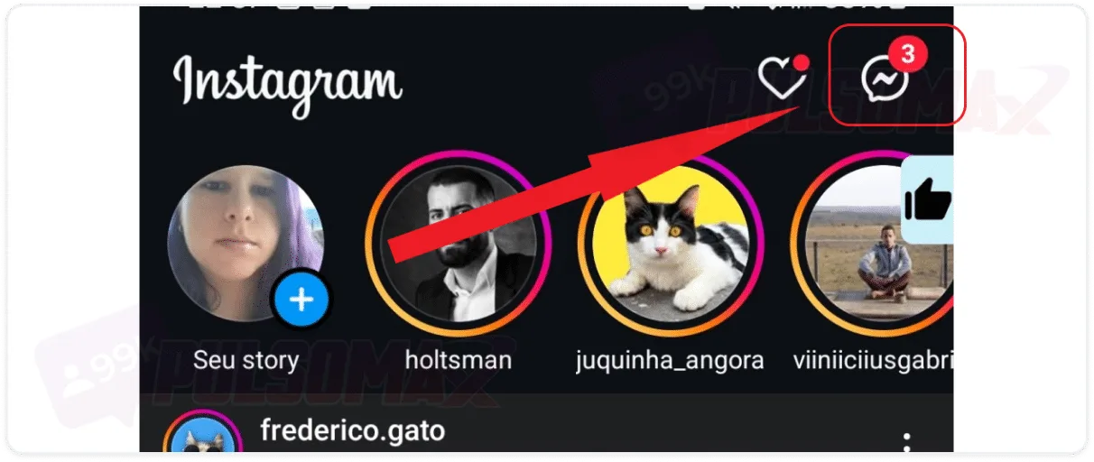Direct button on Instagram.