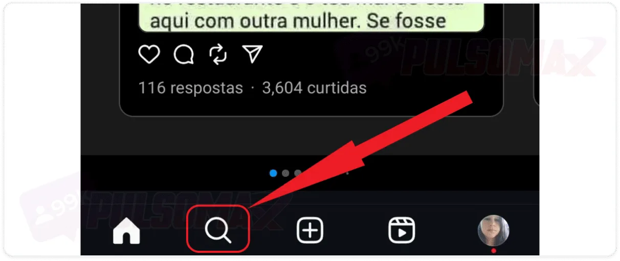 Instagram explorer button shaped like a magnifying glass.