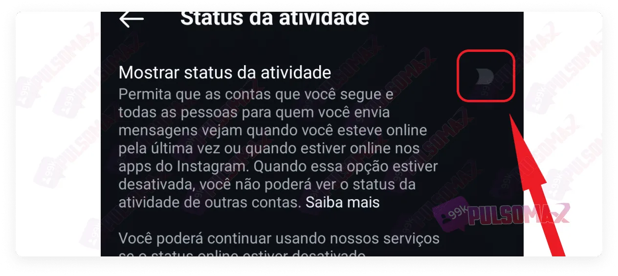 Button to show activity status.