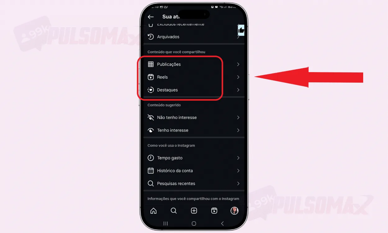 Posts, reels, highlights - your Instagram activity