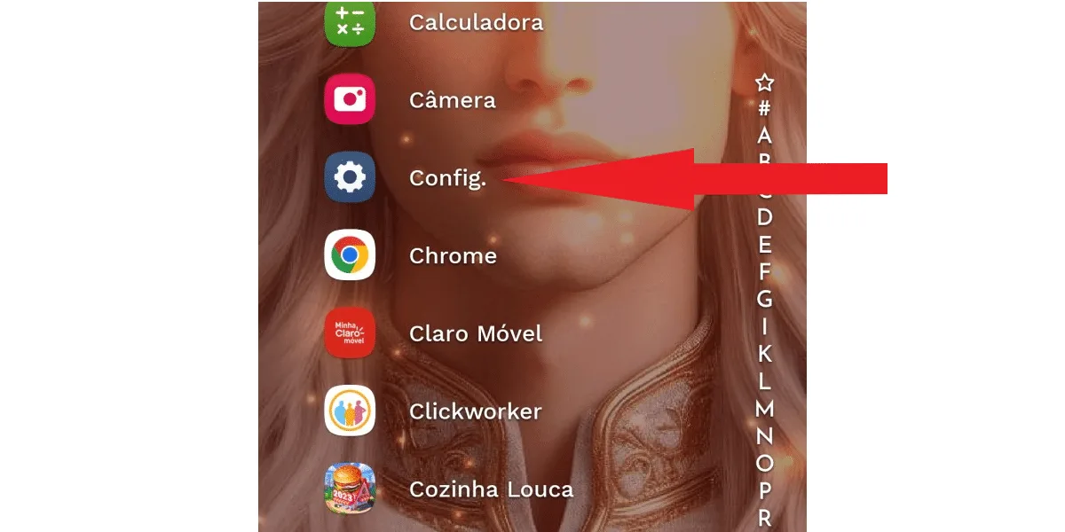 Screenshot showing the settings button on the phone.