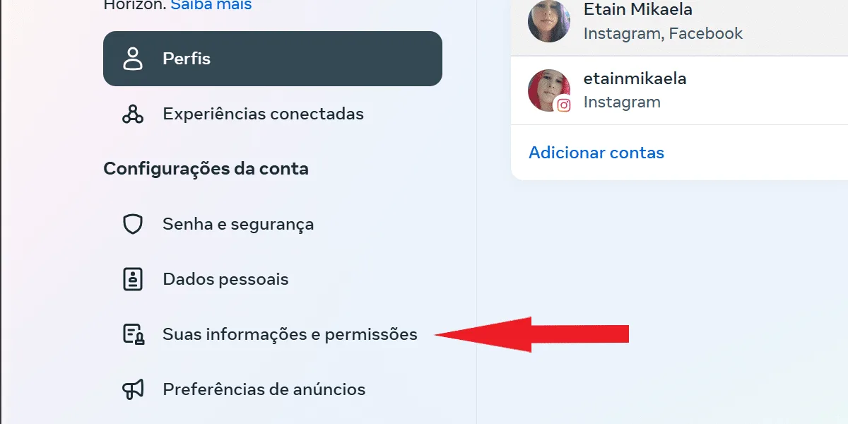 Location of the session, your information and permissions, Insta web.