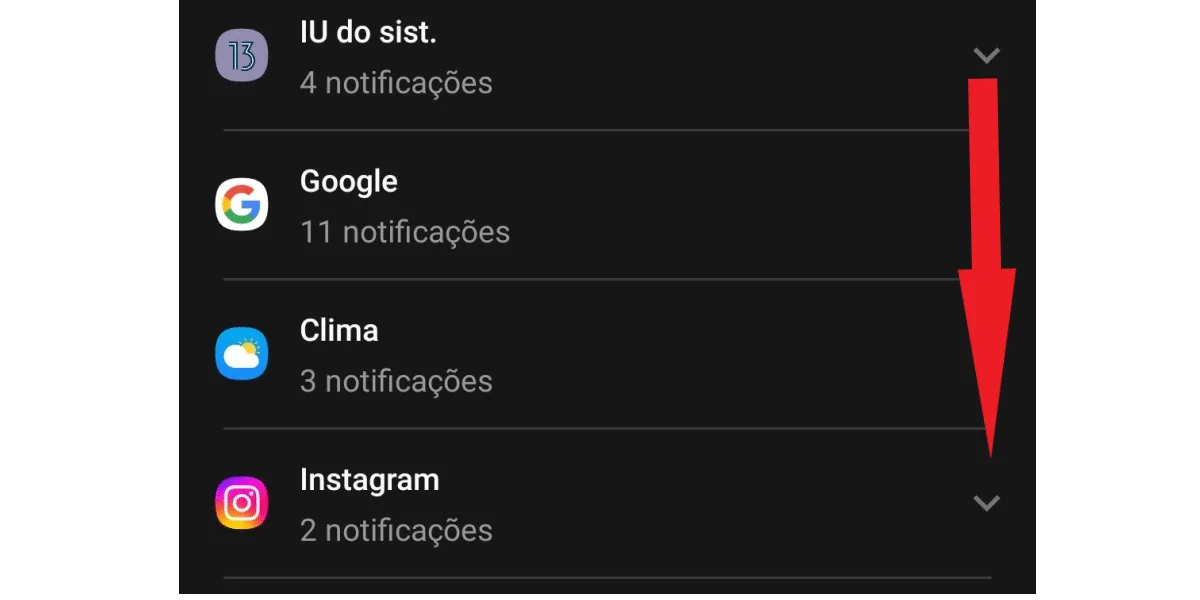 Screenshot showing Instagram in the notification history list.