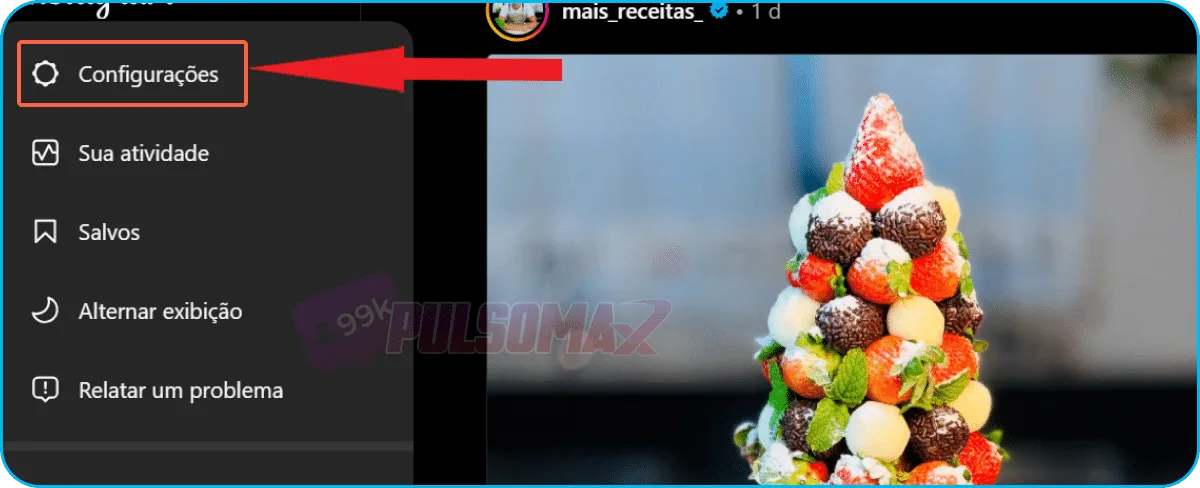 Settings on Instagram Web.