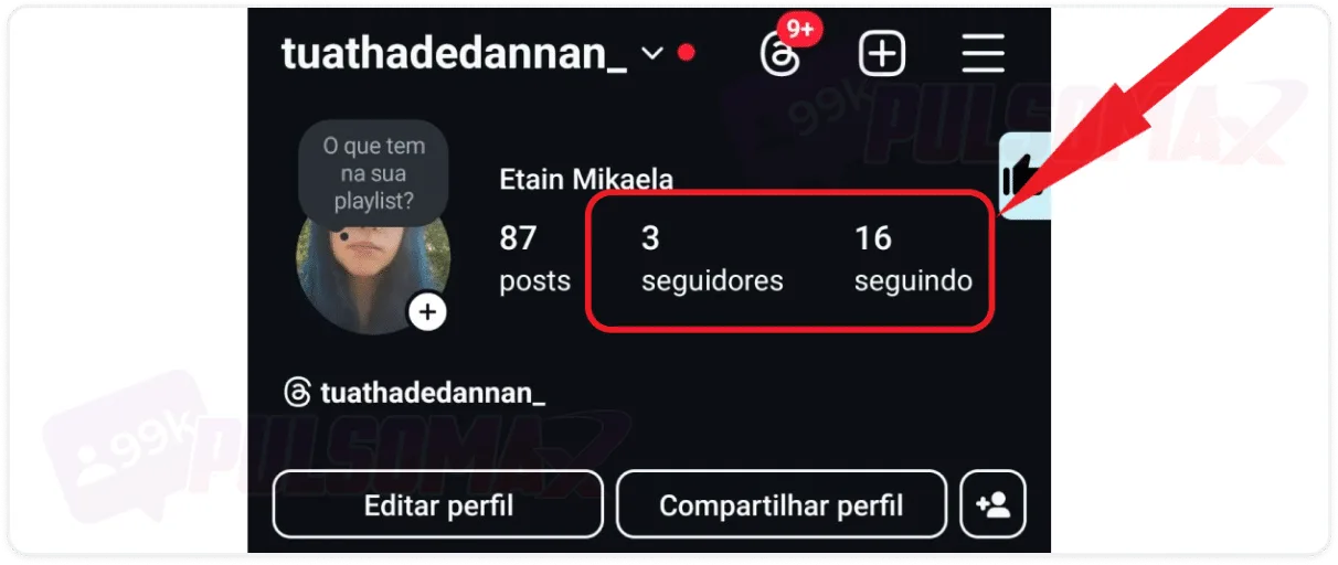 Screenshot showing the location of followers and followed accounts on an Instagram profile.