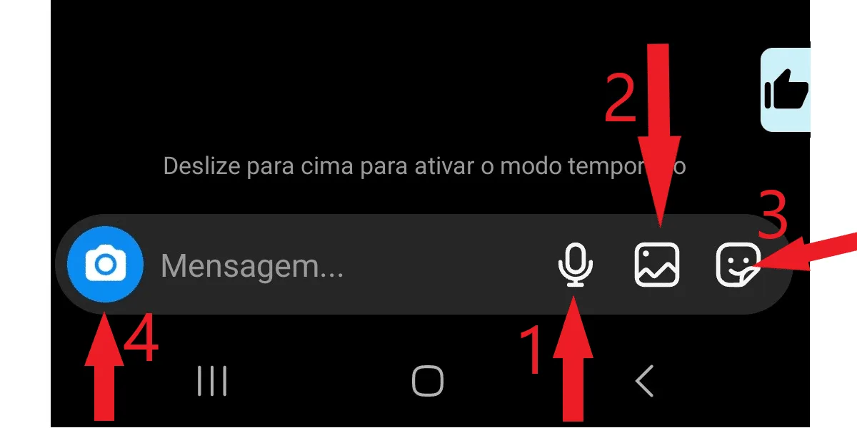 Screenshot showing the multimedia interaction buttons of Direct.