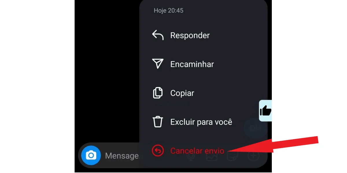 Screenshot from Direct Messages showing how to cancel sending messages.