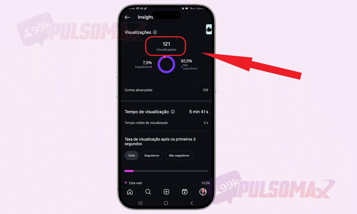 Screenshot showing views of an Instagram post.