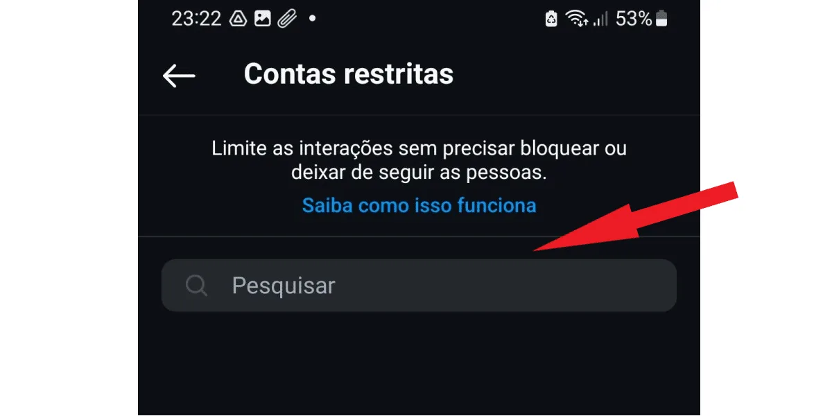 Search bar in the restricted accounts section.