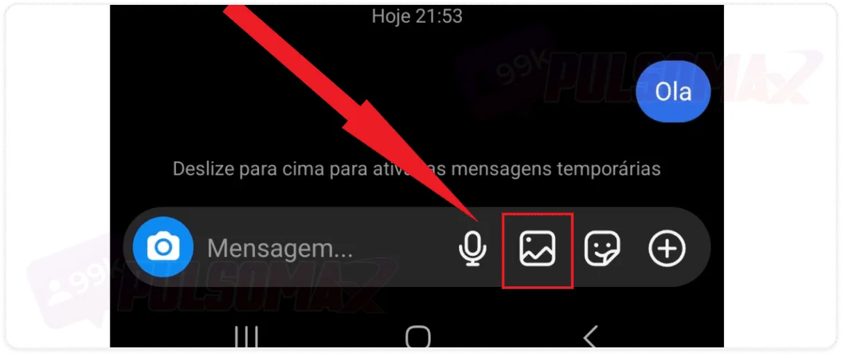 Instagram DM image send button.