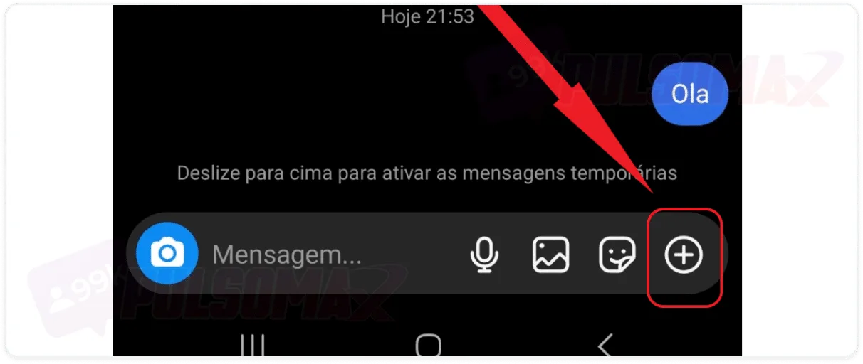 Button + in DM on Instagram.