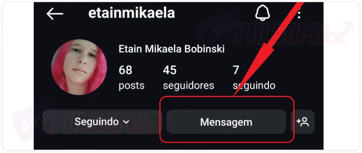 Message button on user profile.