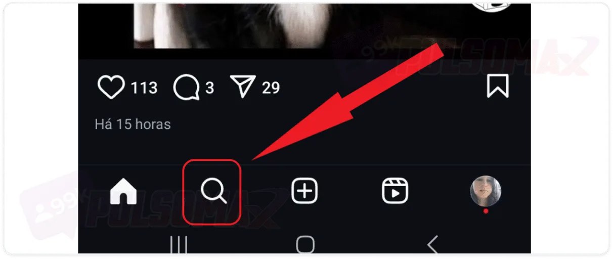 Instagram explorer magnifying glass button.