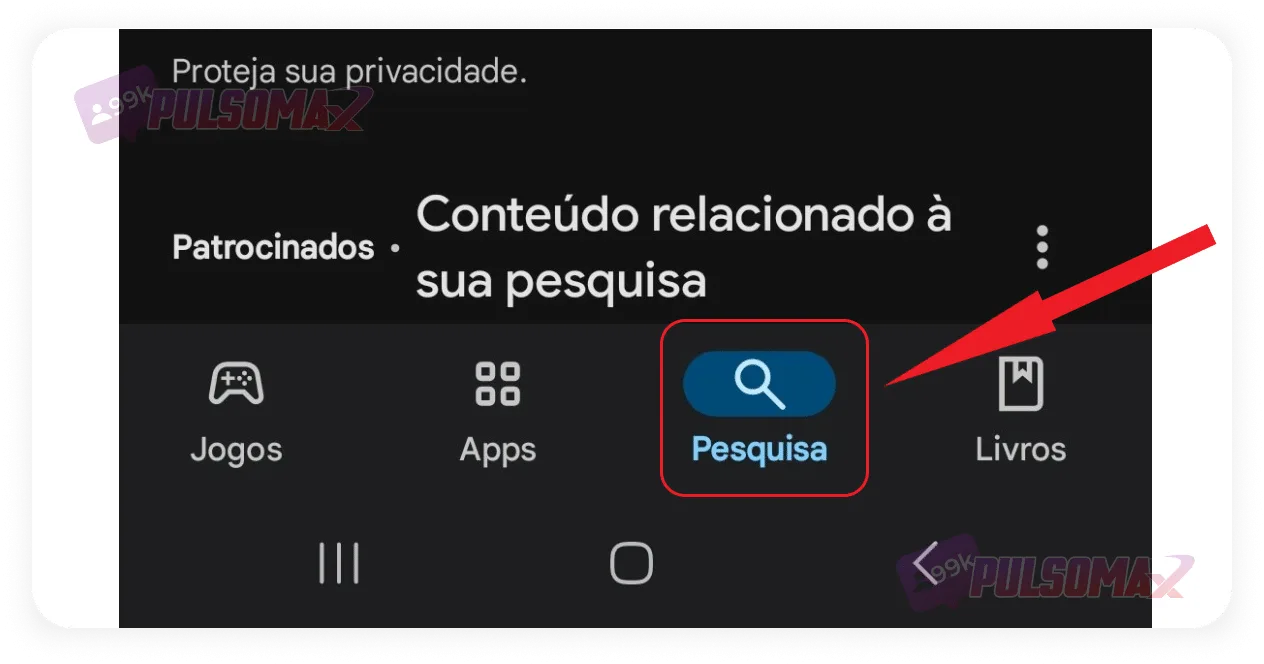 Search button in the Play Store.