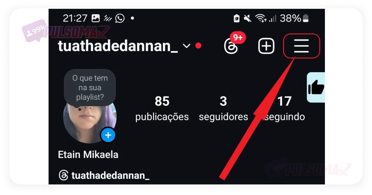 3-line button on Instagram.