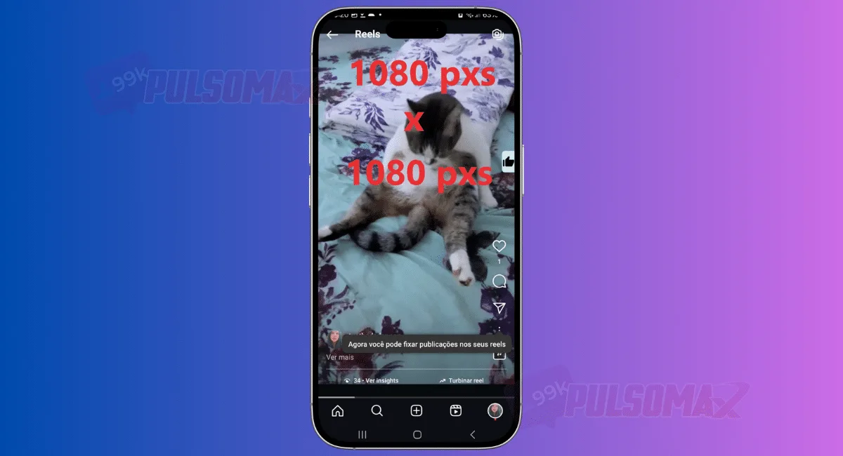 Screenshot showing an Instagram Reel with the cover size tagged.