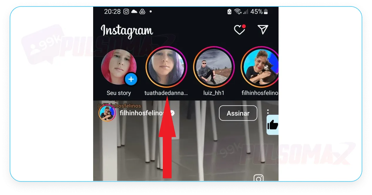 Screenshot showing the Instagram stories bar.