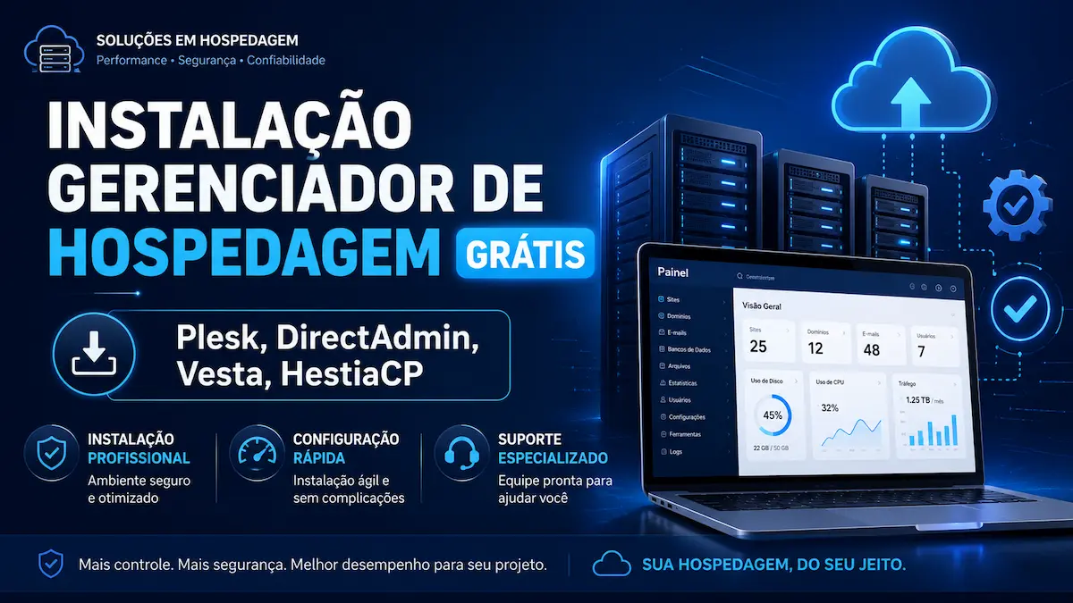 Instalação Gerenciador de Hospedagem Grátis Plesk, Directadmin, Vesta, Hestiacp