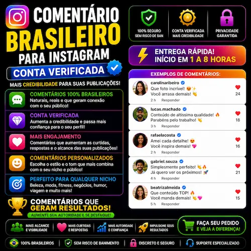 Pacote Engajamento Comentários Brasileiros Instagram Contas Verificadas