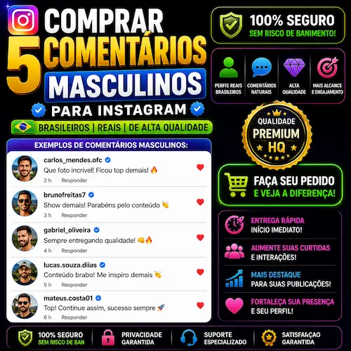 Comprar 5 Comentários Masculinos Instagram Brasileiros