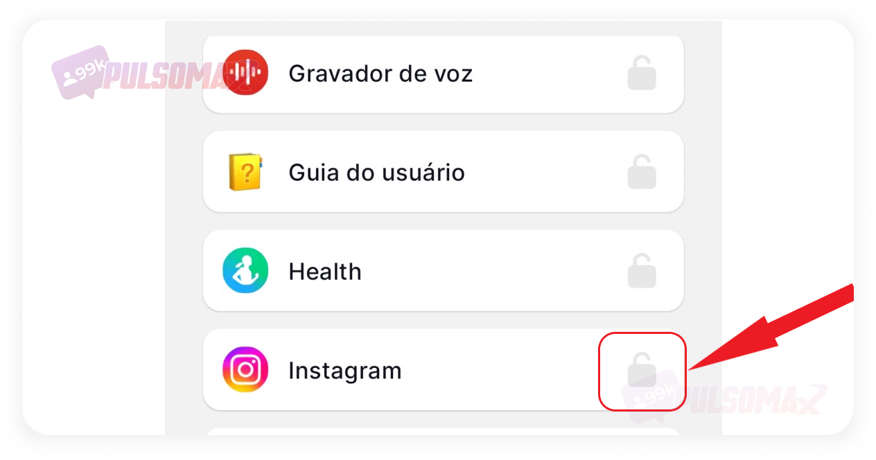 Print mostrando o Instagram na lista do AppLock.