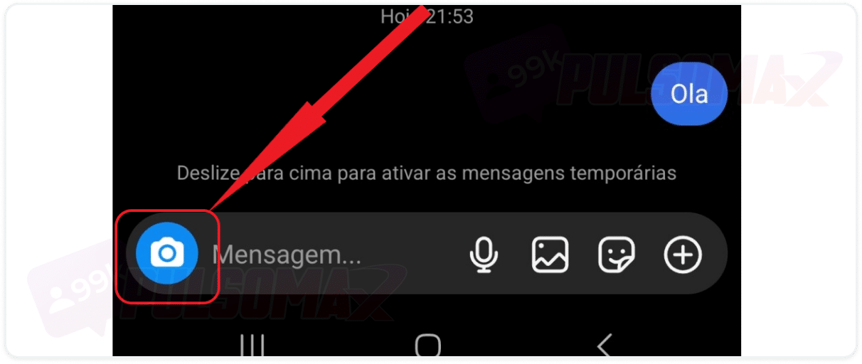 Botão de câmera no DM