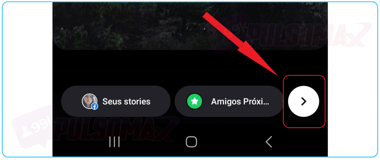 Botão de seta nos stories.